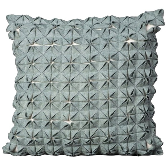 NEW Nourison Mina Slate Blue Wool Felt Textured Throw Pillow 12x12 - Picture 2 of 6